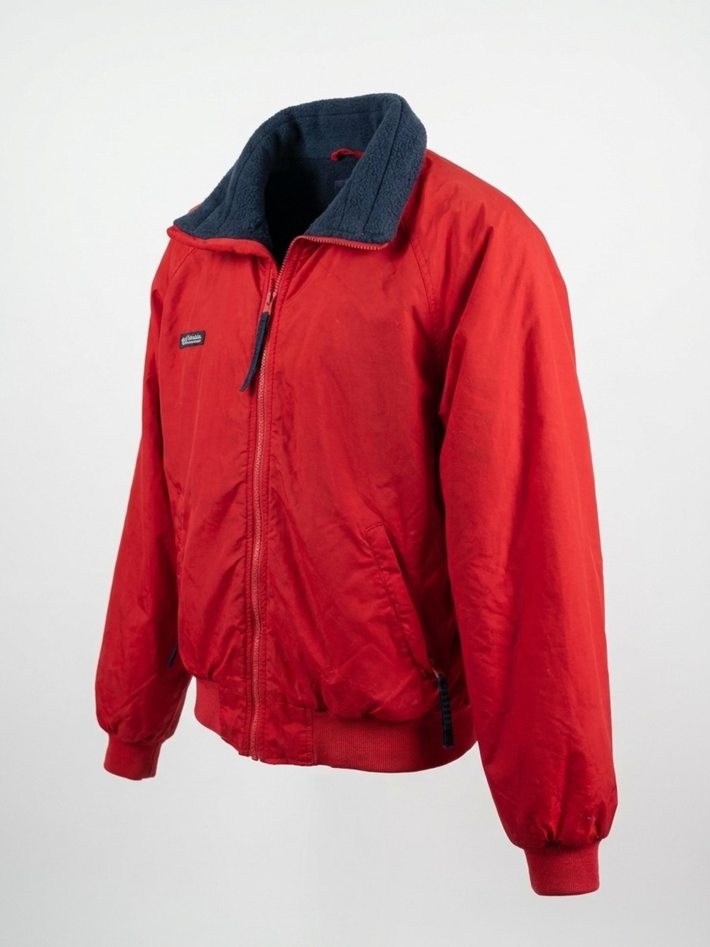Columbia Red Bomber Jacket with Navy Fleece Collar